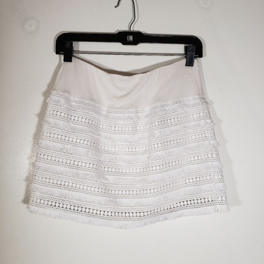 Bailey 44 White Lace Macrame Festival Summer Stretch Mini Shirt Size S